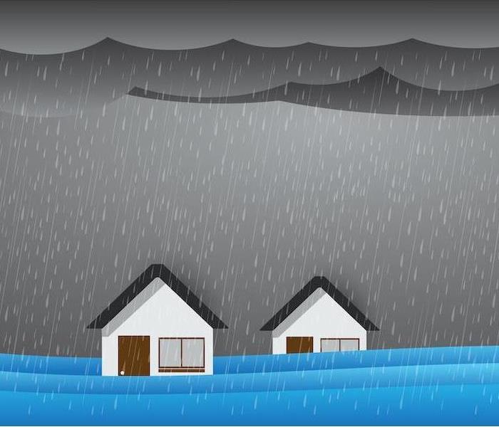 Homes in flood water