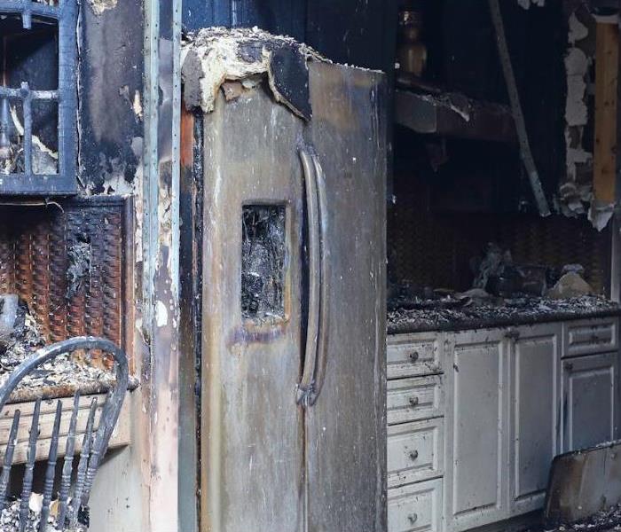 fire and water damaged kitchen